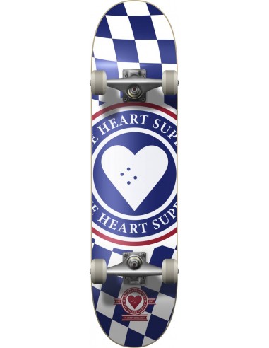 heart supply insignia check 8" blue complete skateboard