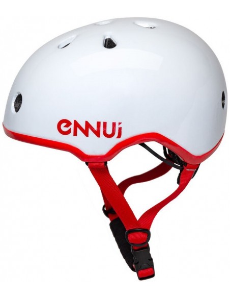 ennui elite helmet white-red shiny (include removable peak)